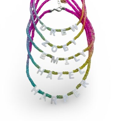 Pearl Letter – Rainbow Ombre Necklace