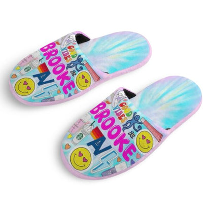 Preppy Girl Fuzzy Slippers