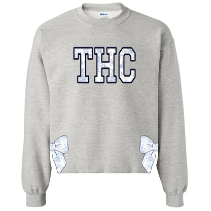 Toile Bows with Side Cuts Crewneck - Custom Press