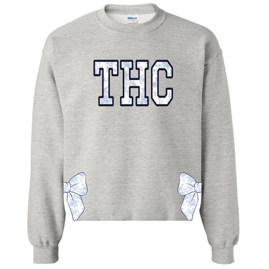 Toile Bows with Side Cuts Crewneck - Custom Press