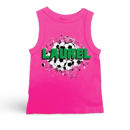 Girl’s Distressed Soccer Splatter Suzette Tank Top (Youth)