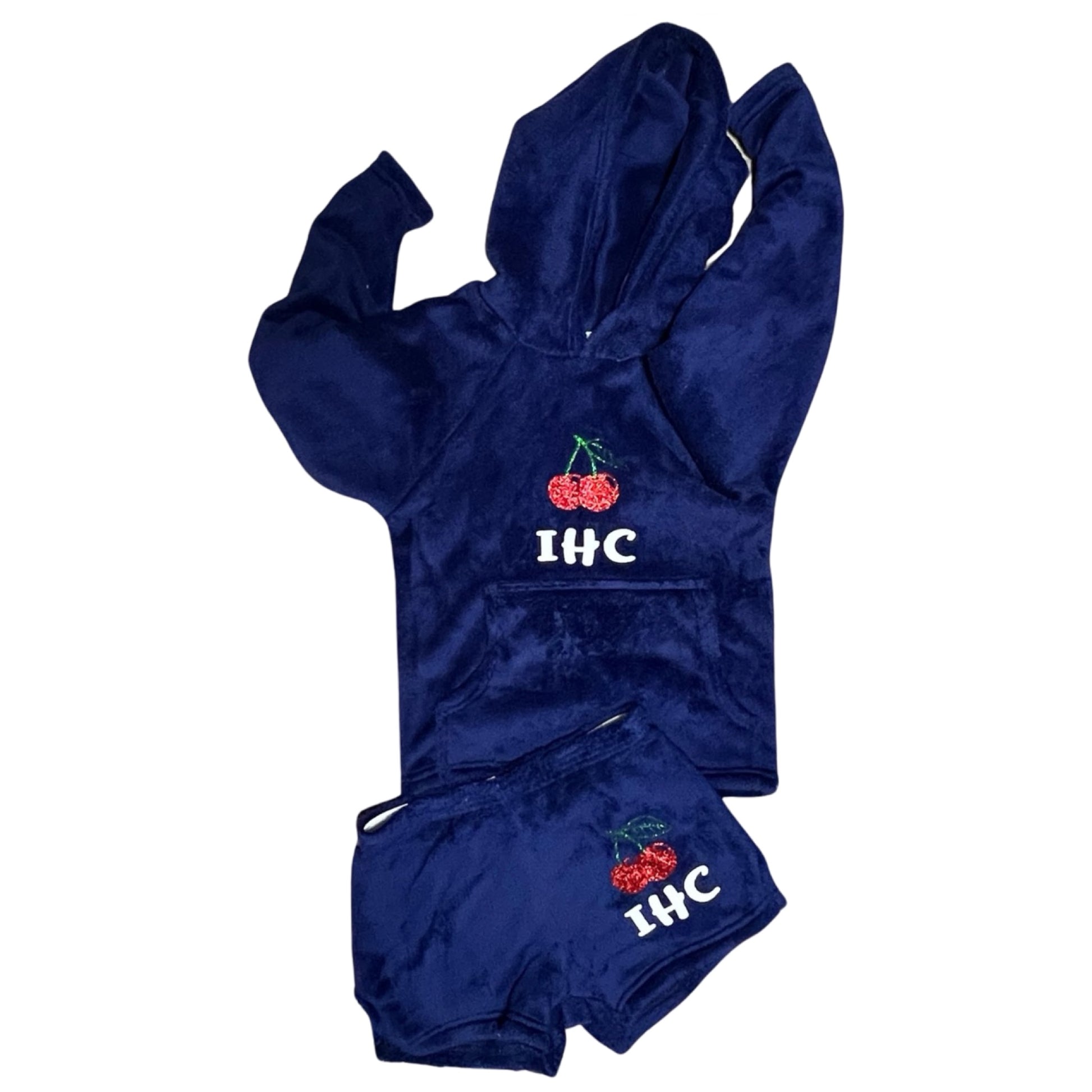 Set - Pajama Shorts - Sweatshirt with Camp Name and Cherries - Made Love &amp; Kisses