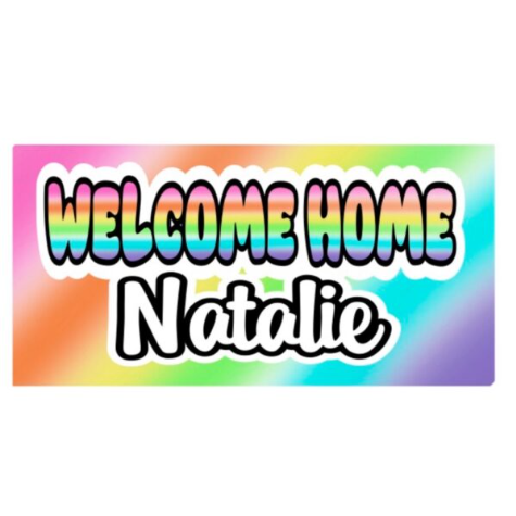 Welcome Home Banner – Rainbow Spray (55″ x 30″)