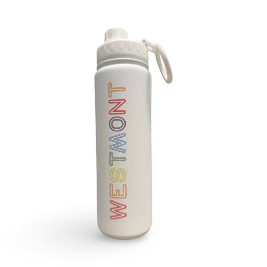 Westmont (2 Sided Print) Rainbow Neon White Water Bottle
