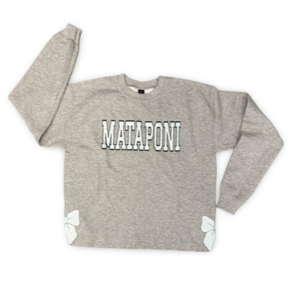 Mataponi Toile Side Bow Grey Crewneck – Youth Large